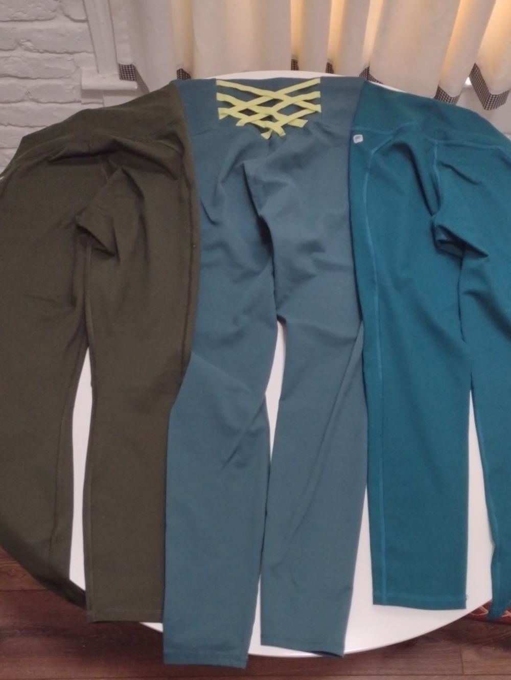 Bundle Set Of 3 Fabletics Green Compression Stretch Pants Workout Size Small